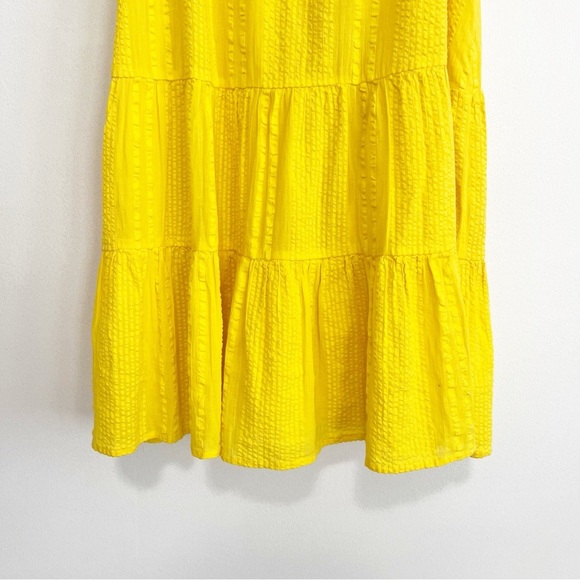BOGO! J. Crew Ruffle Trim Tiered Dress in Cotton Dobby Yellow Size Small - Picture 4 of 9